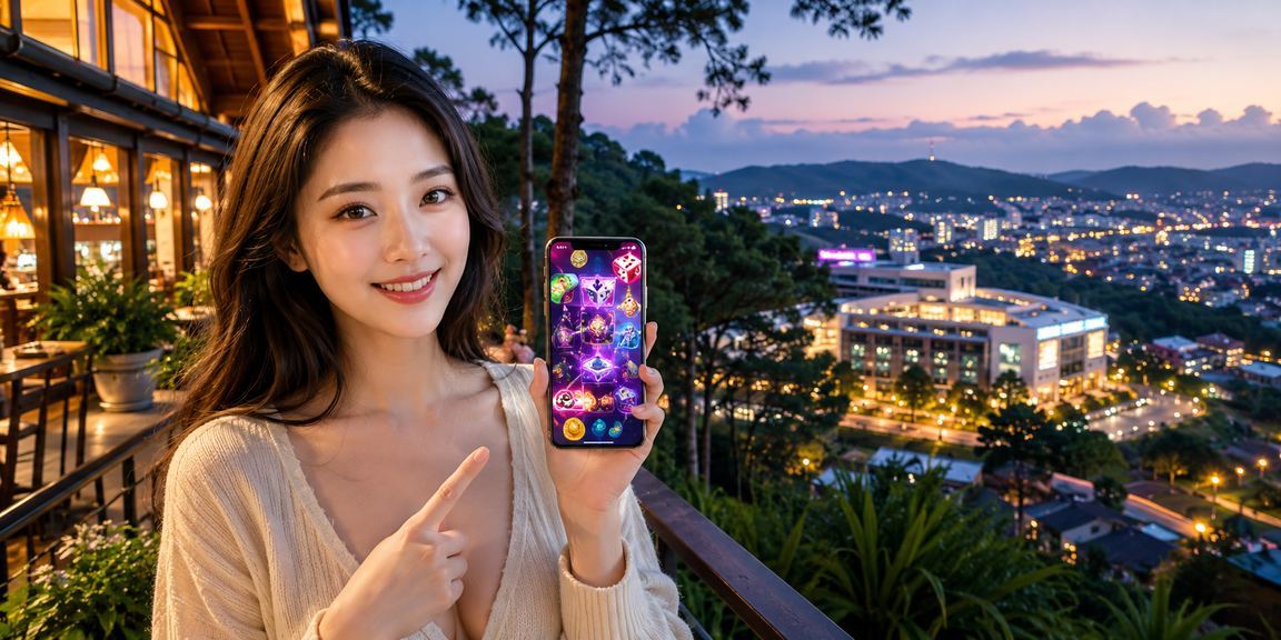 Người chơi tại Đà Lạt sử dụng ứng dụng casino trên điện thoại trong không gian cà phê ấm cúng